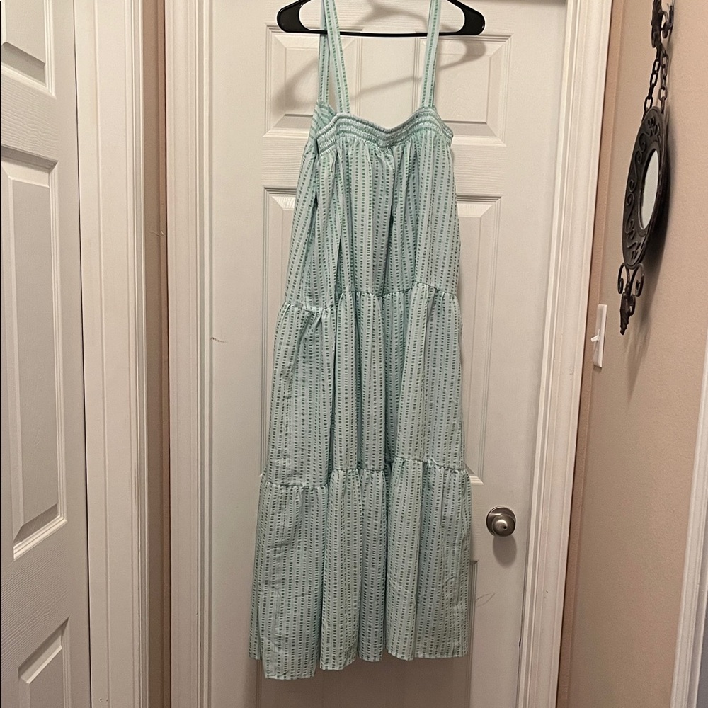 Altar'd State Mint Green Striped Tiered Dress l - Picture 4 of 5